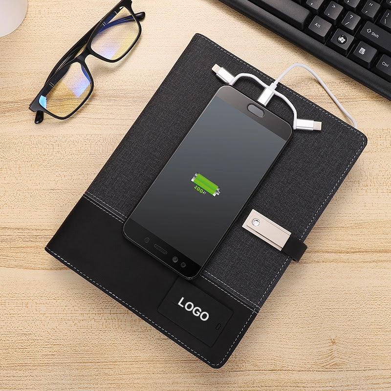 Leather Planner Diary Agenda Organizer with Charger, USB Disk and Power  Bank Multifunctional Luxury Hardcover Loose